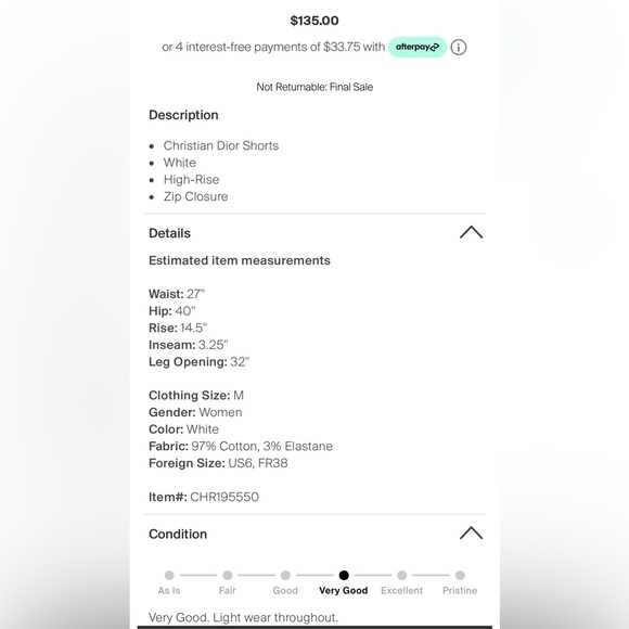 Christian Dior White Skort / Skirt / Shorts - Picture 4 of 8